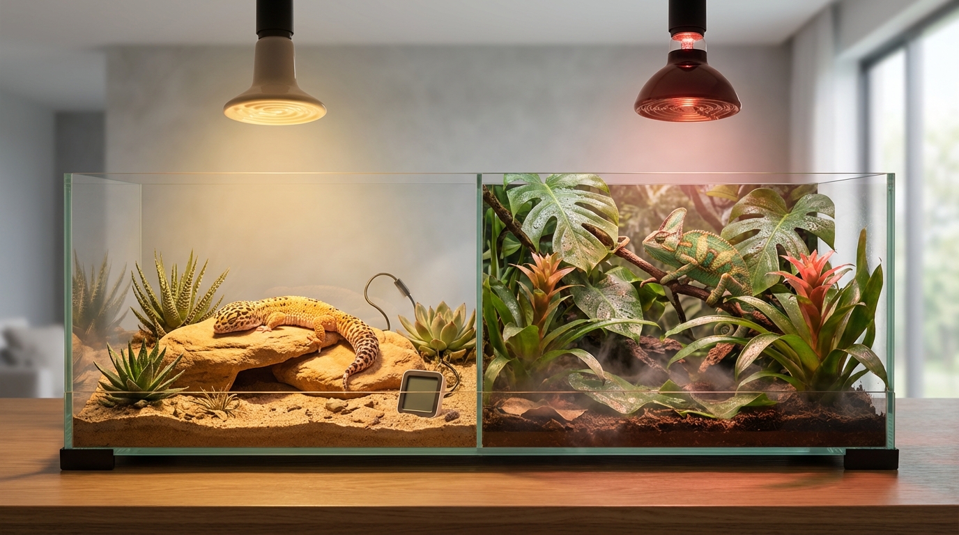 爬虫類ヒーターの温度設定の目安【種類別早見表】