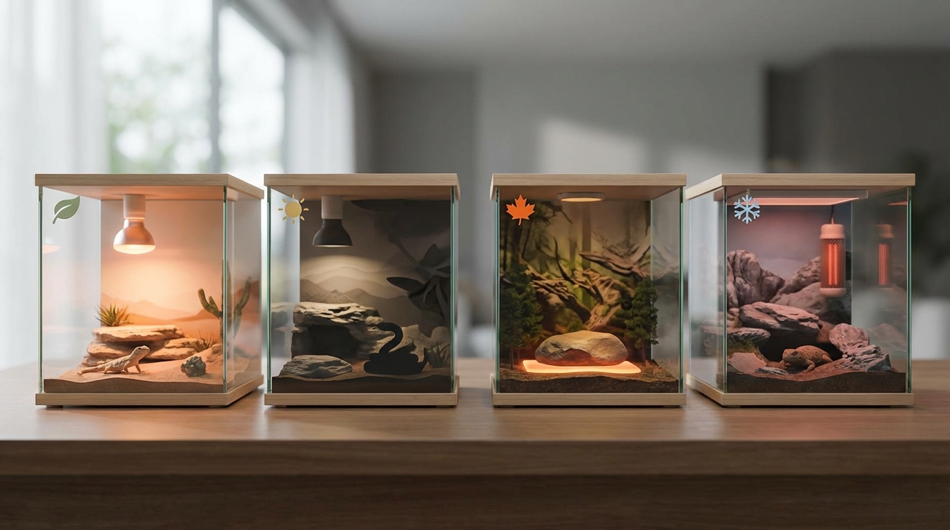 季節別｜爬虫類ヒーターの使い方調整ポイント