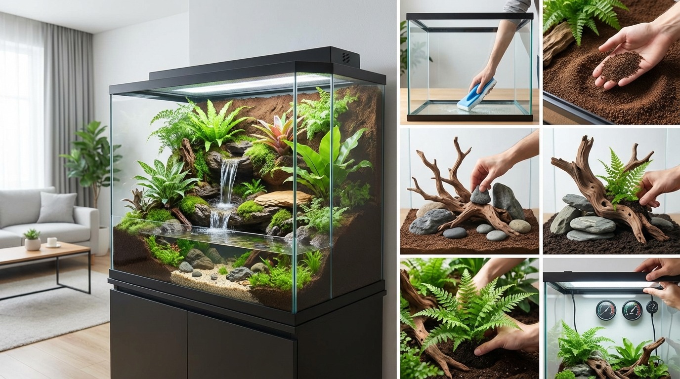 爬虫類用の水槽セッティング方法【5ステップで解説】