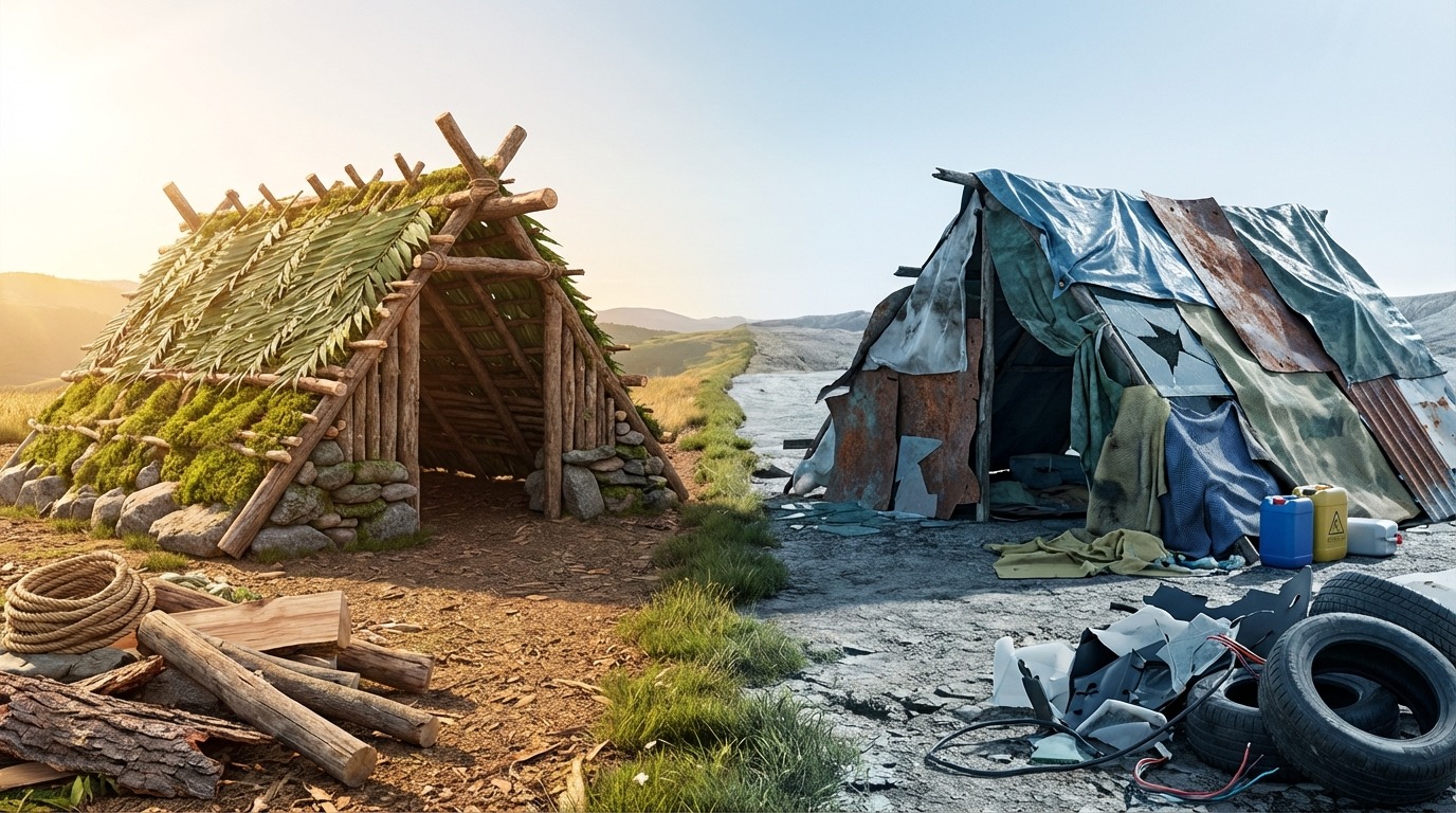 ハンドメイドシェルターに使える素材・避けるべき素材