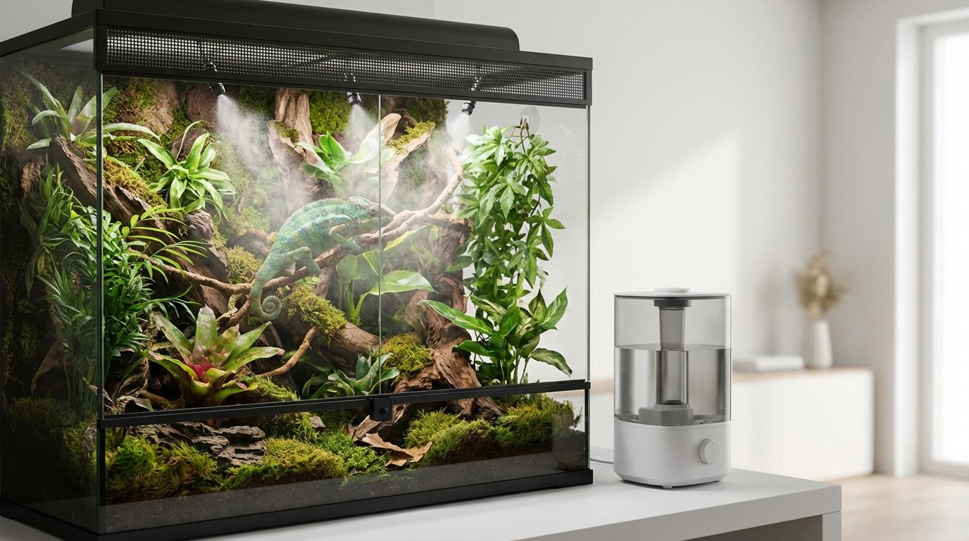 爬虫類の湿度管理｜自動霧吹きと加湿器の違い