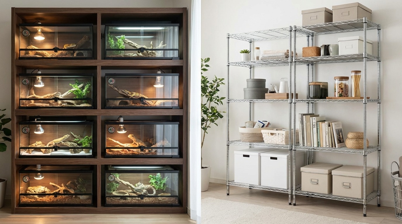 爬虫類ラックと普通のラックの違い｜メタルラックやニトリは代用できる？