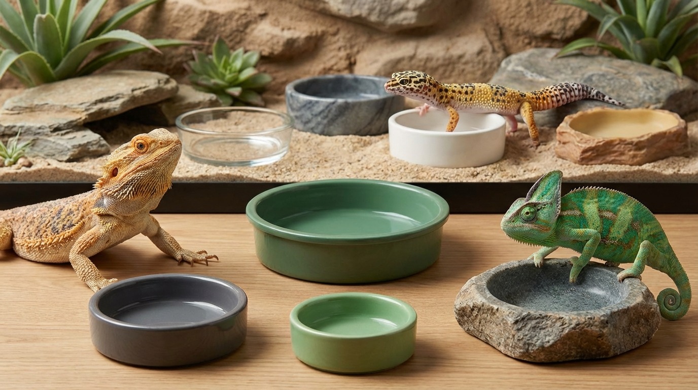爬虫類の餌皿の素材別メリット・デメリット比較