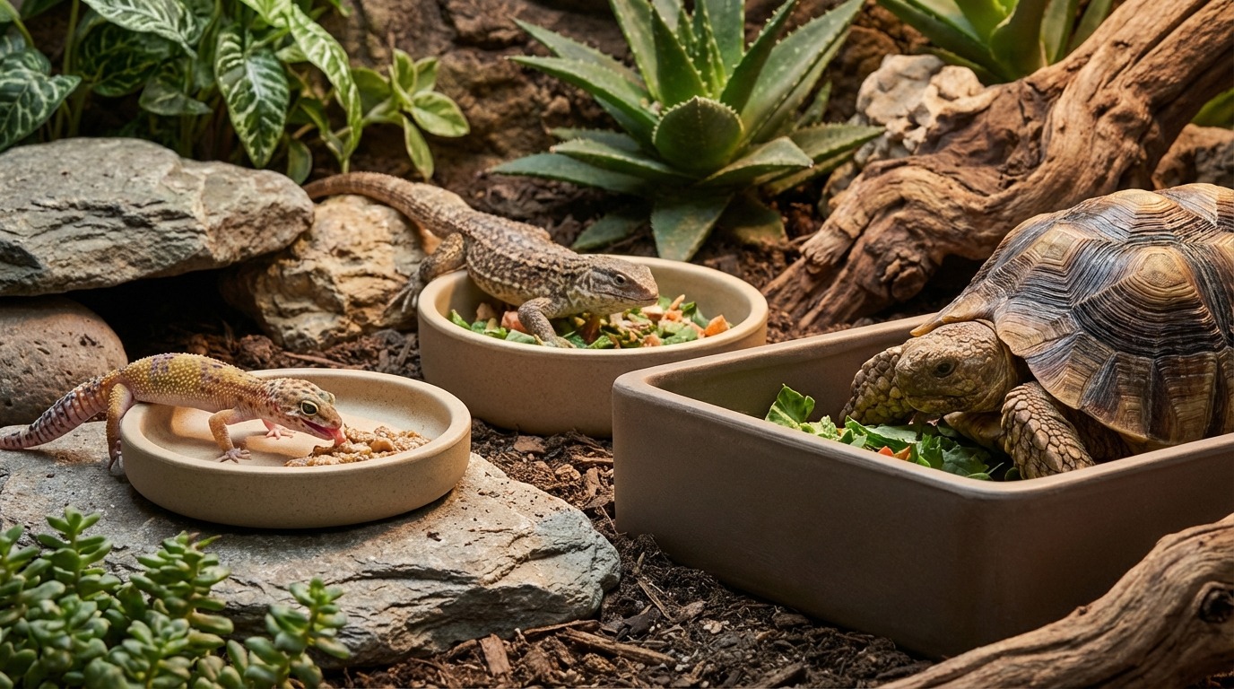 爬虫類の餌皿のサイズ・深さの目安