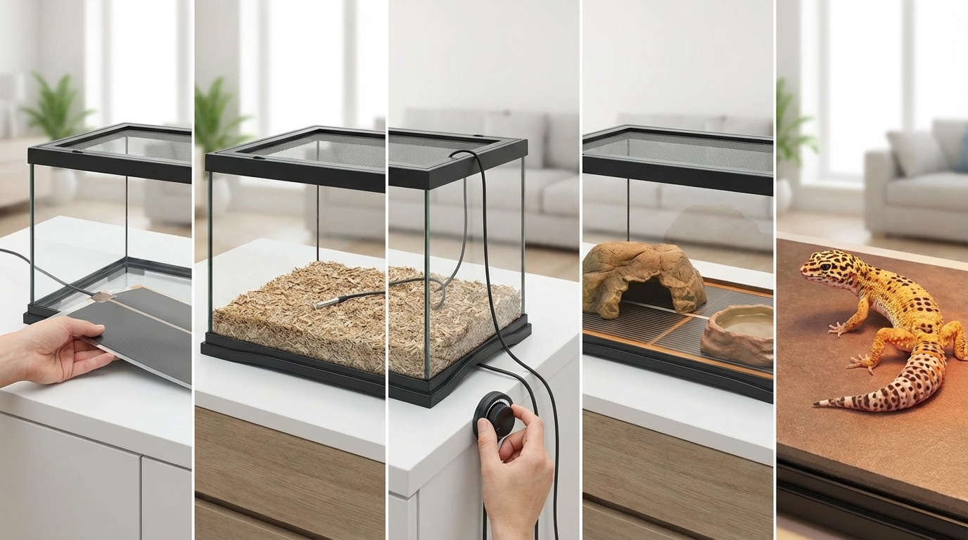 【5ステップ】爬虫類用パネルヒーターの設置手順