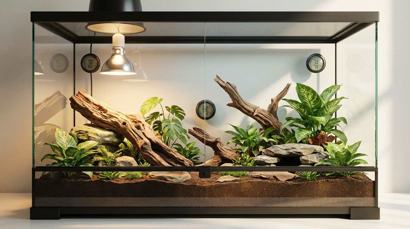 爬虫類ケージへの温湿度計の正しい設置方法【図解】