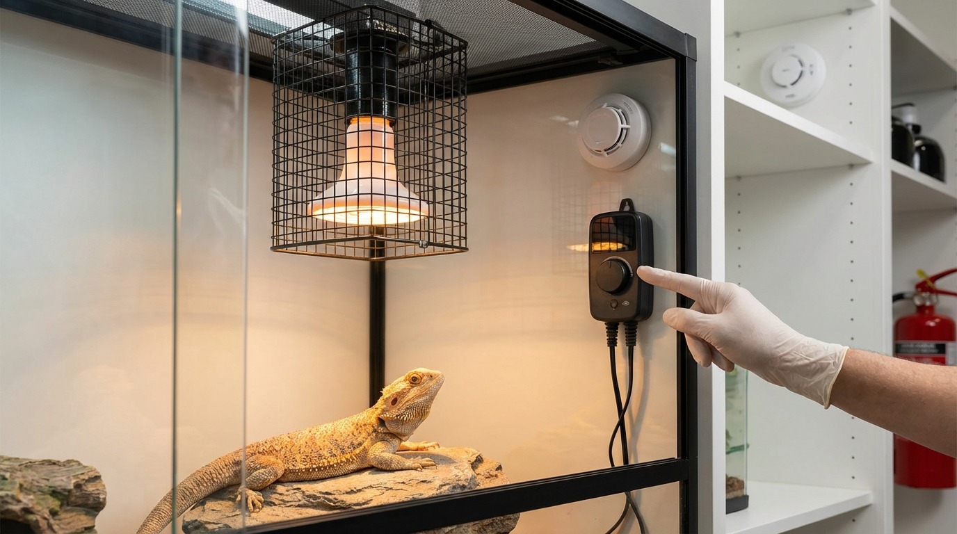 爬虫類の保温ライトを安全に使う注意点｜火事・火傷対策