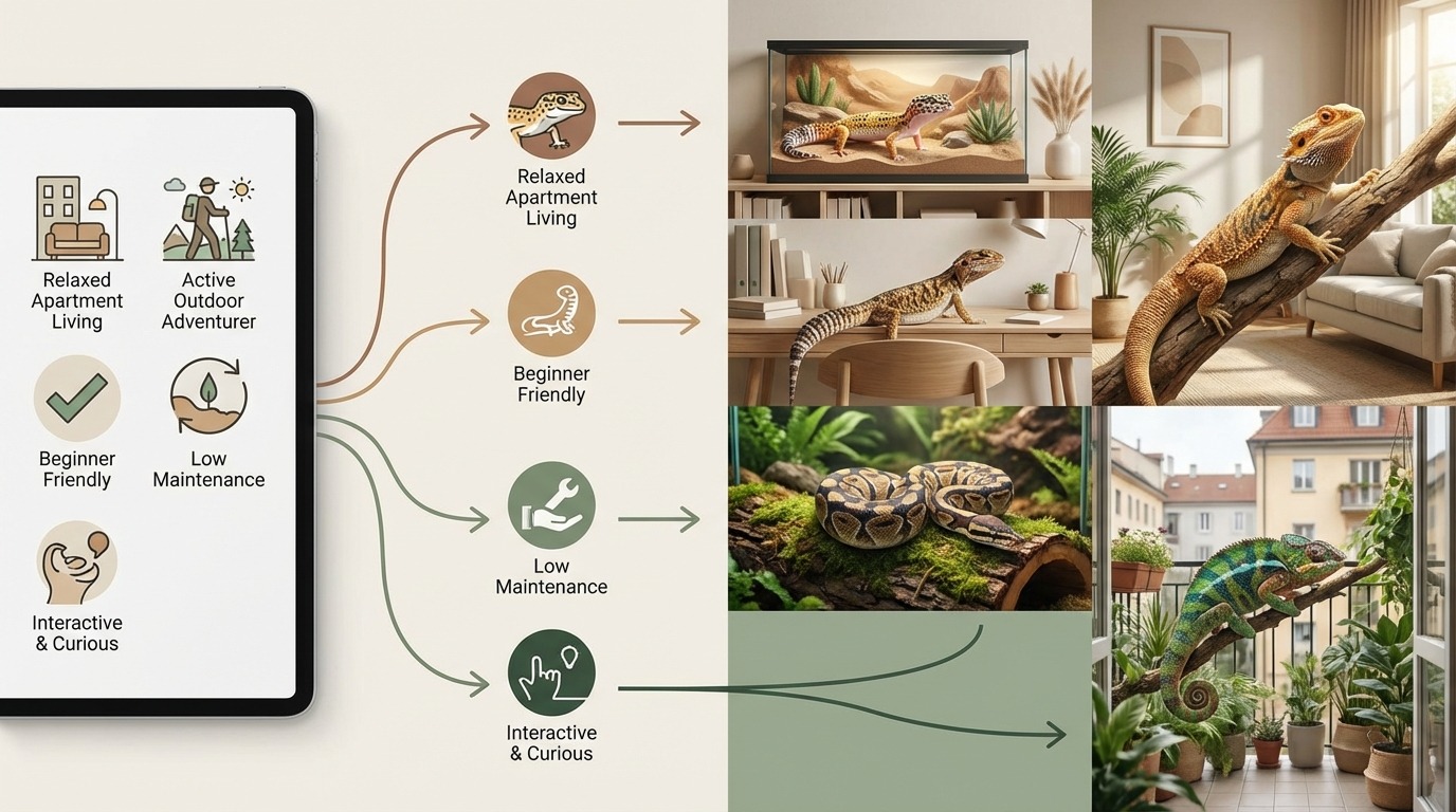 【診断チャート】あなたにぴったりの爬虫類はどれ？ライフスタイル別おすすめ