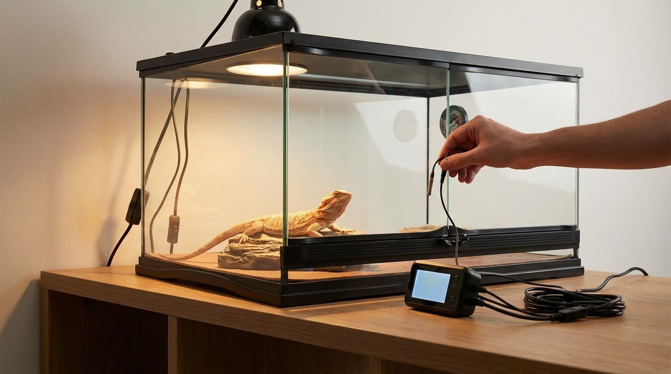 爬虫類用サーモスタットの設置方法と使い方