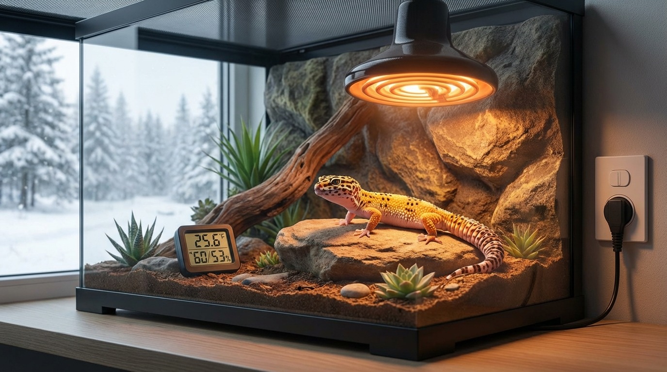 爬虫類の冬場の保温対策｜寒さを乗り切るテクニック