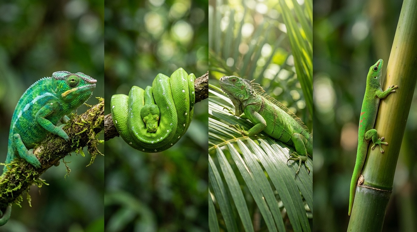 【種類別】緑色のトカゲ・ヘビ・カメレオン・ヤモリ一覧