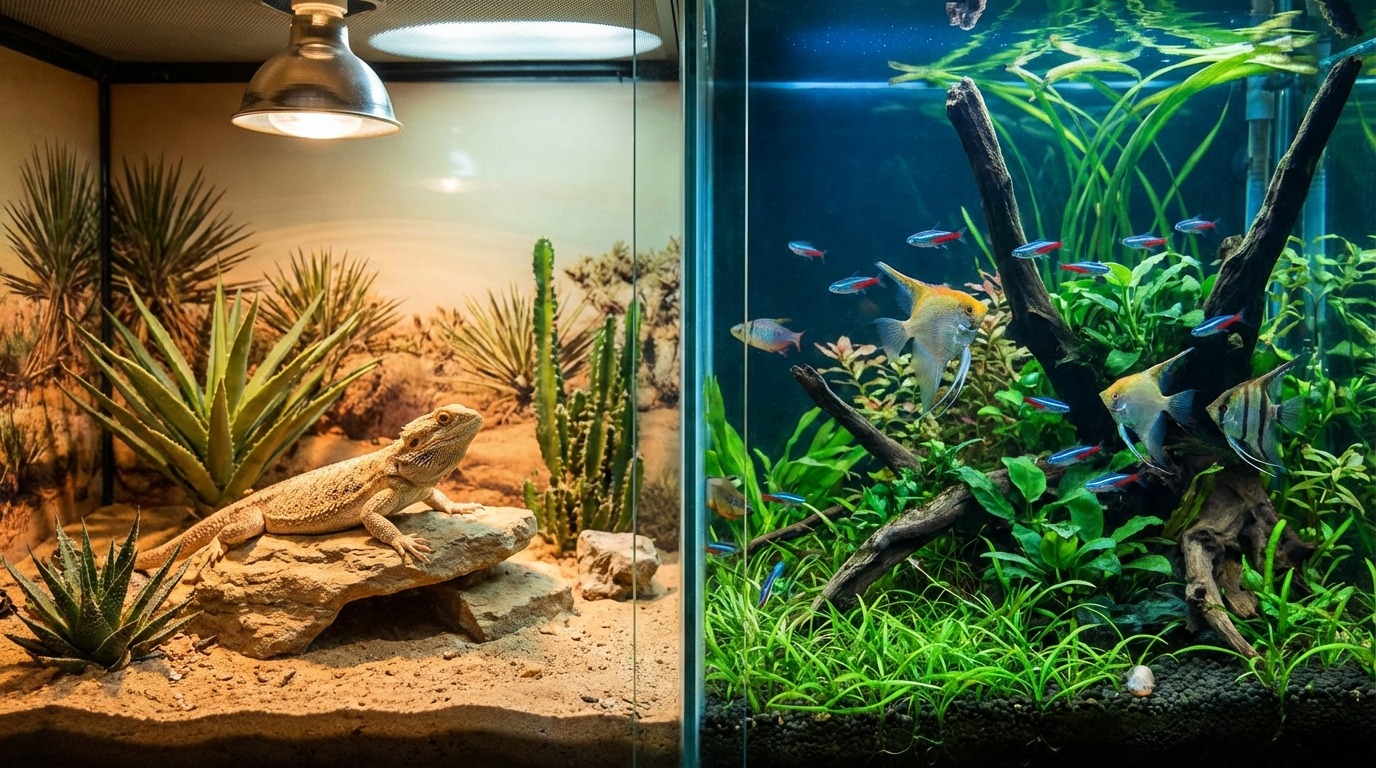 爬虫類と熱帯魚の飼育環境を比較｜同居が難しい理由とは