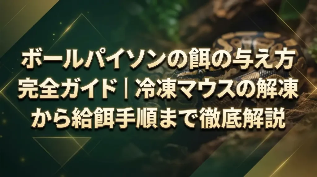 ボールパイソンの餌の与え方完全ガイド｜冷凍マウスの解凍から給餌手順まで徹底解説