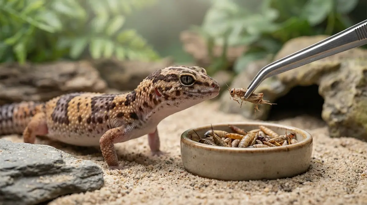 ニシアフリカトカゲモドキへの餌の与え方【ピンセット・置き餌】